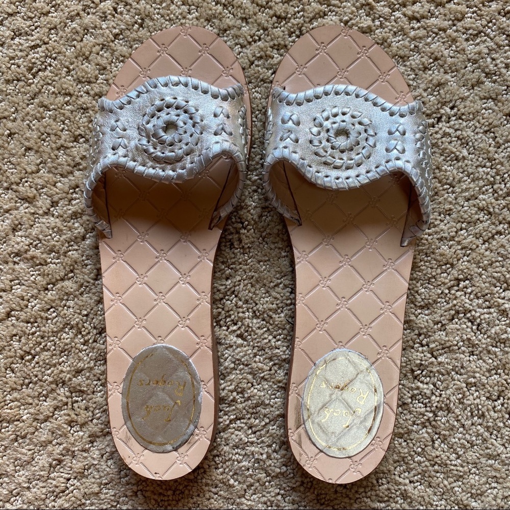 Jack Rogers Silver Slide Sandals